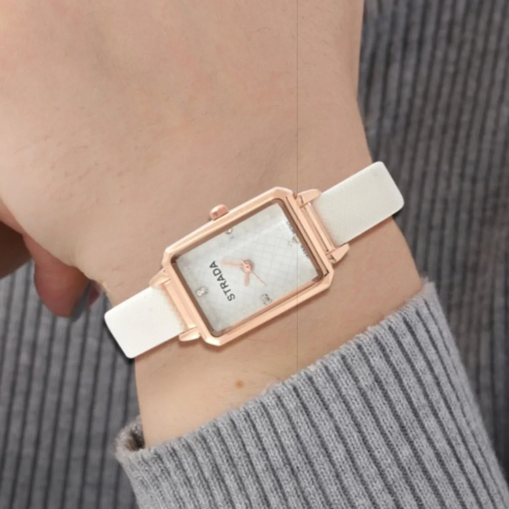 White Faux Leather Strap Watch